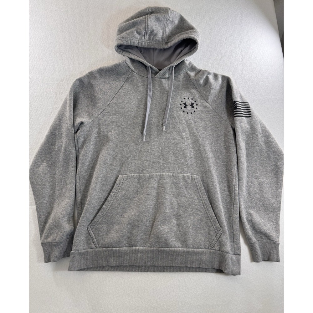 Under Armour Mens Hoodie Medium "Freedom" American Flag Graphic w/ Pockets EUC
